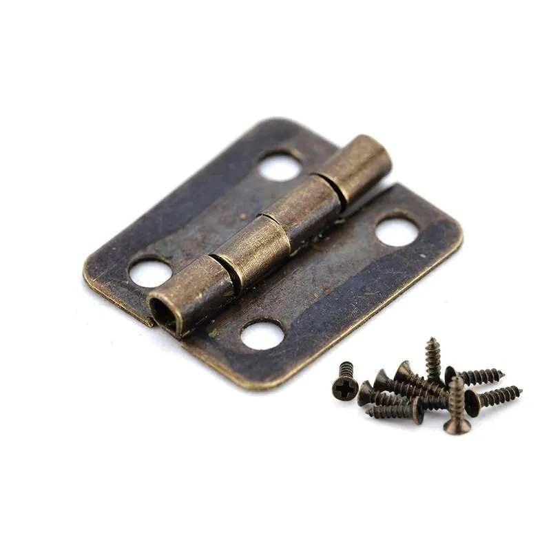 10 Piece Antique Mini Bronze Door Hinges for Wooden Cabinets Jewelry Boxes