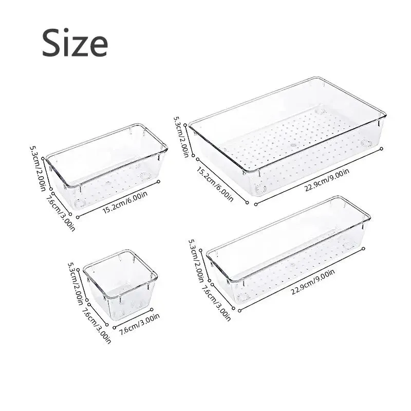 7 14 Pcs Clear Plastic Drawer Organizers Set for Desk Bedroom and Office Storage Ideal for Makeup Jewelry and Gadgets