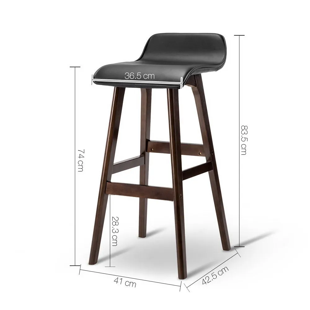 Artiss Set of 2 PU Leather and Wood Bar Stool - Black