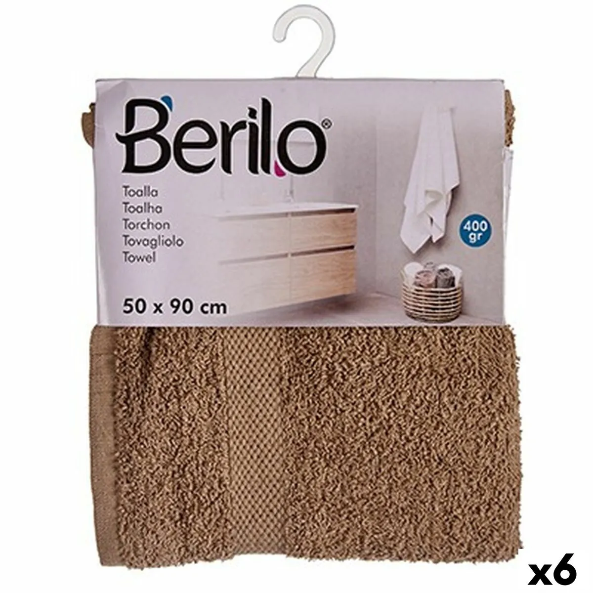 Bath Towel Camel 50 x 90 Cm 6 Units
