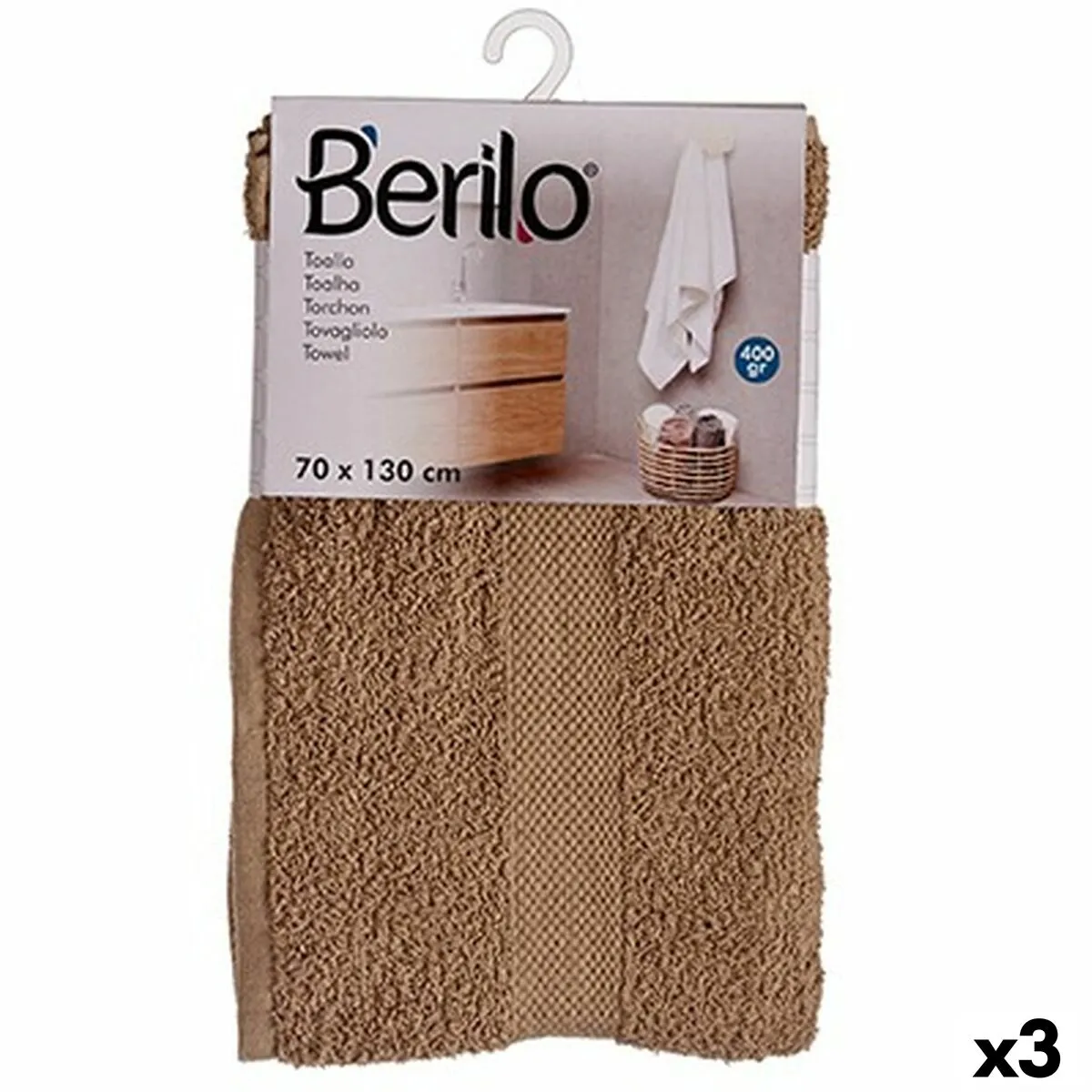 Bath Towel Camel 70 x 130 Cm 3 Units