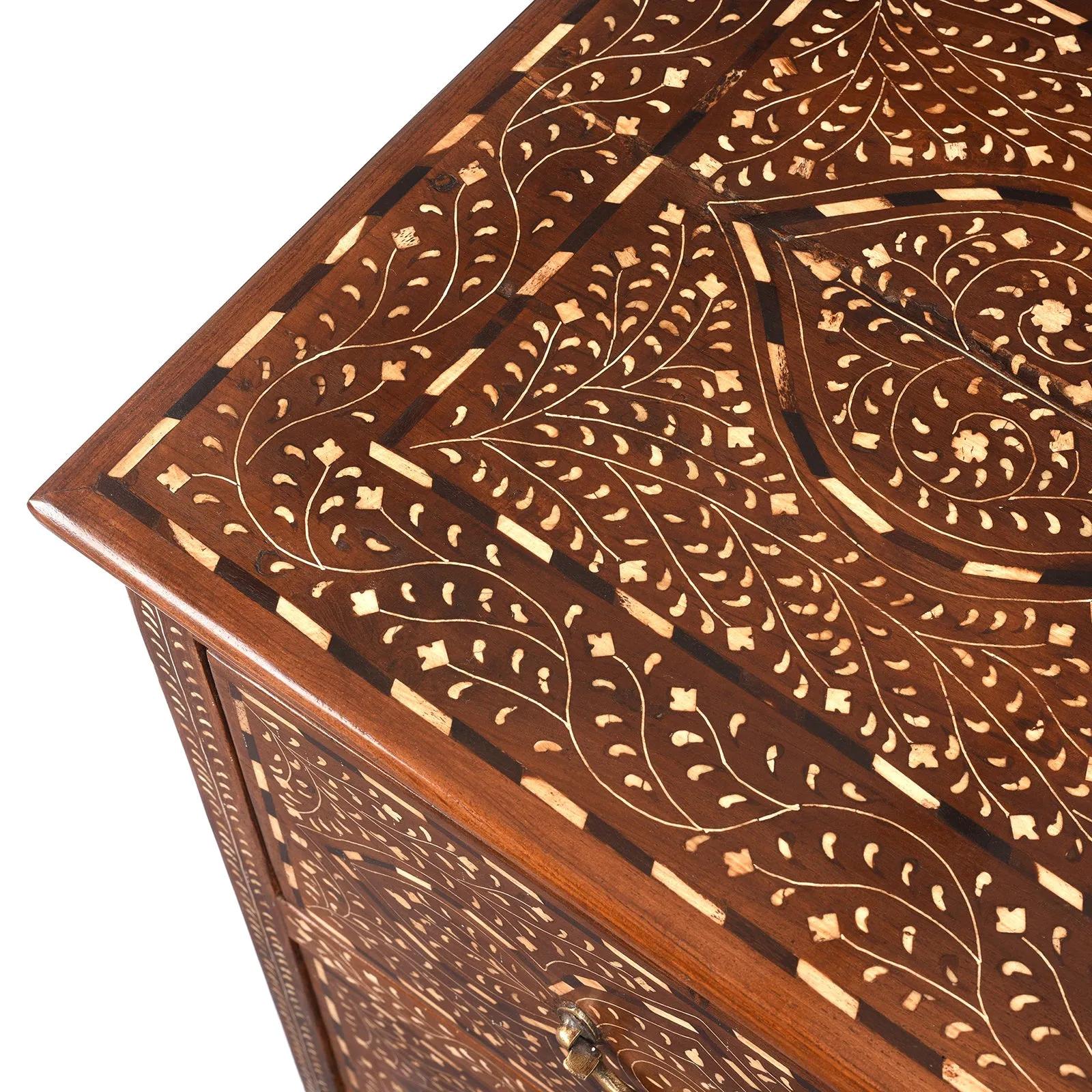 Bone Inlaid Teak Chest Of Drawers - Ca 1920
