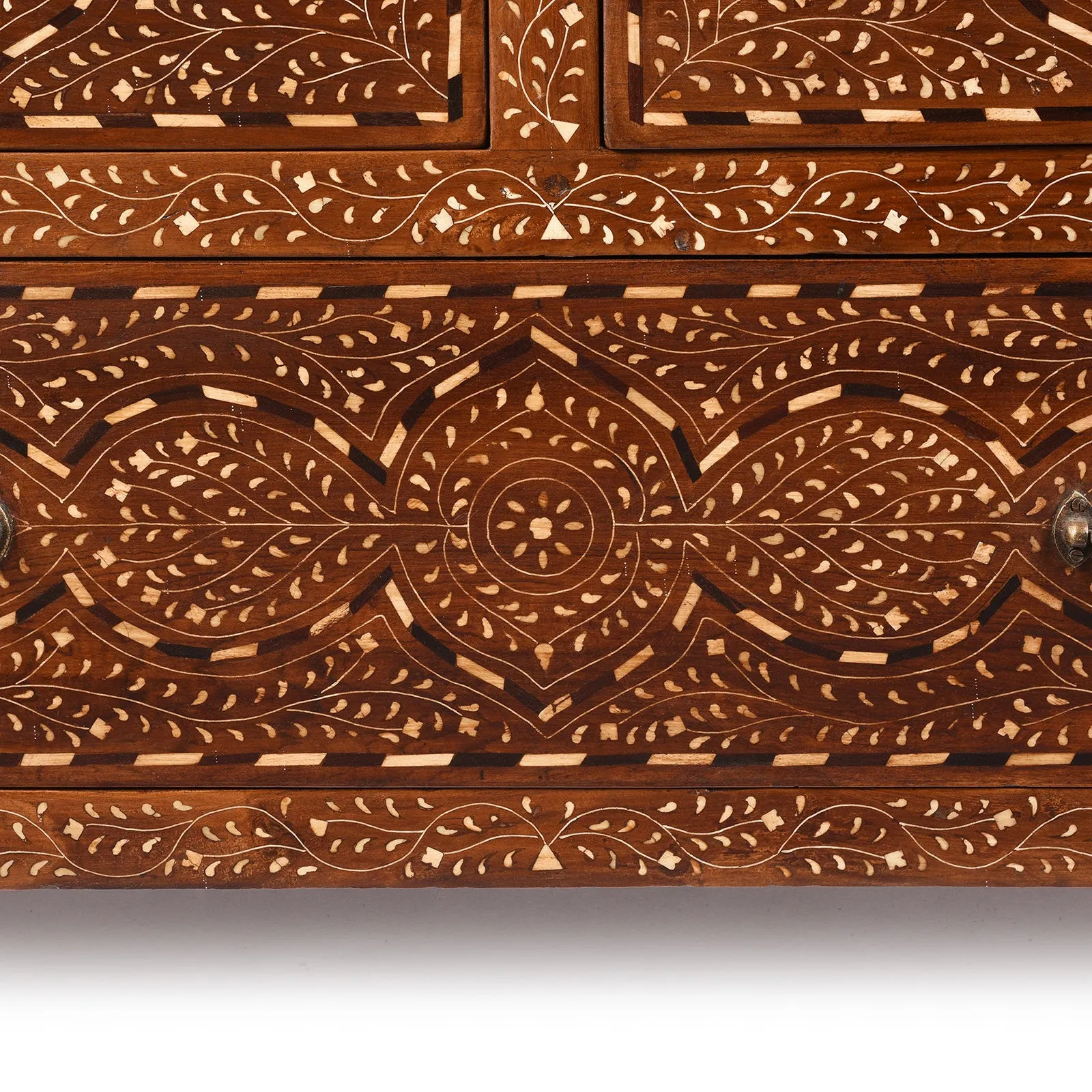 Bone Inlaid Teak Chest Of Drawers - Ca 1920