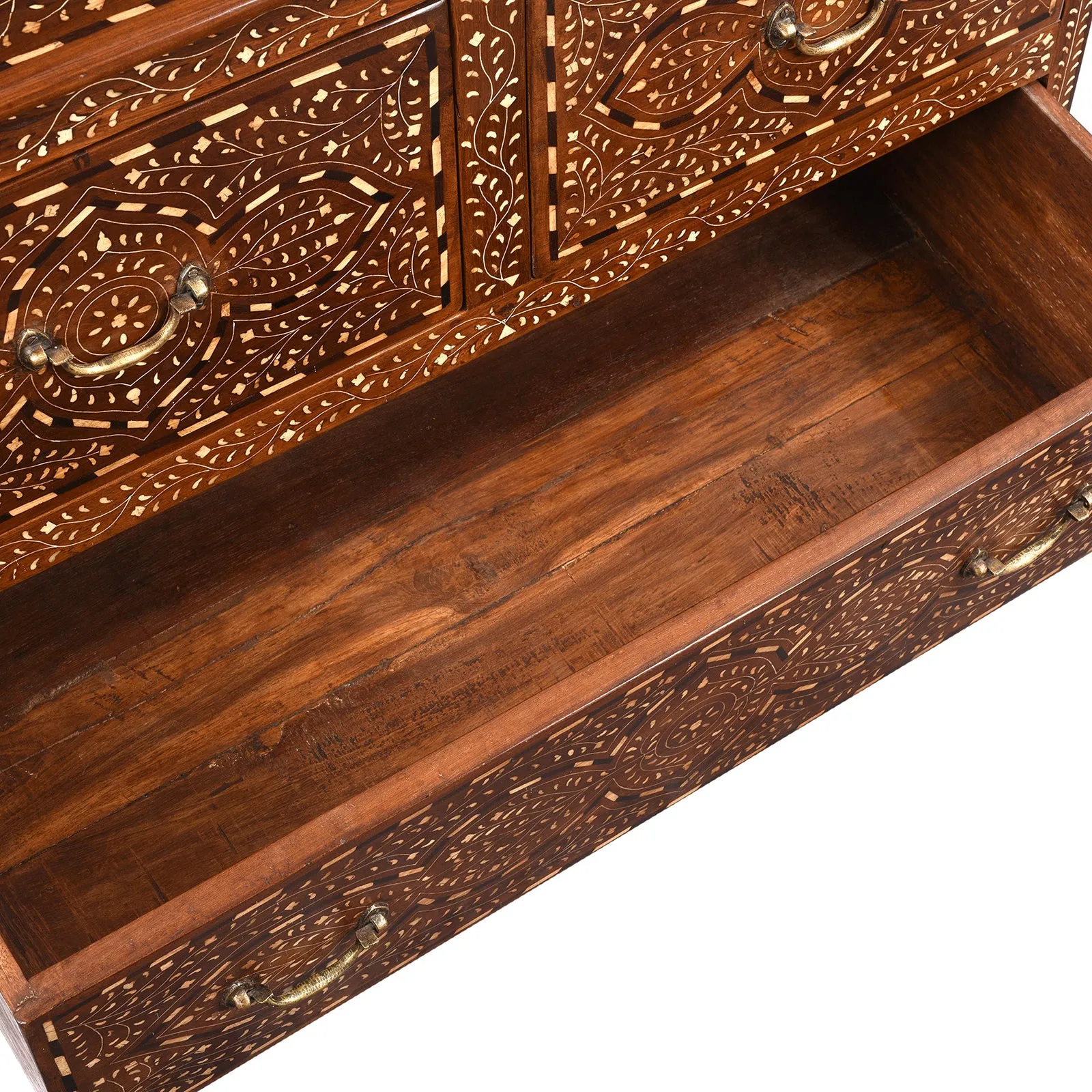 Bone Inlaid Teak Chest Of Drawers - Ca 1920