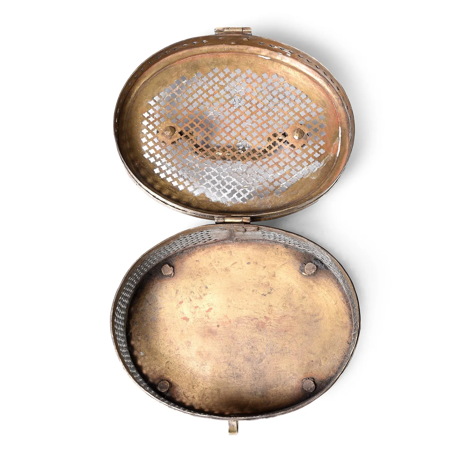 Brass Jali Work Paan Box From Rajasthan - Early 20th Century