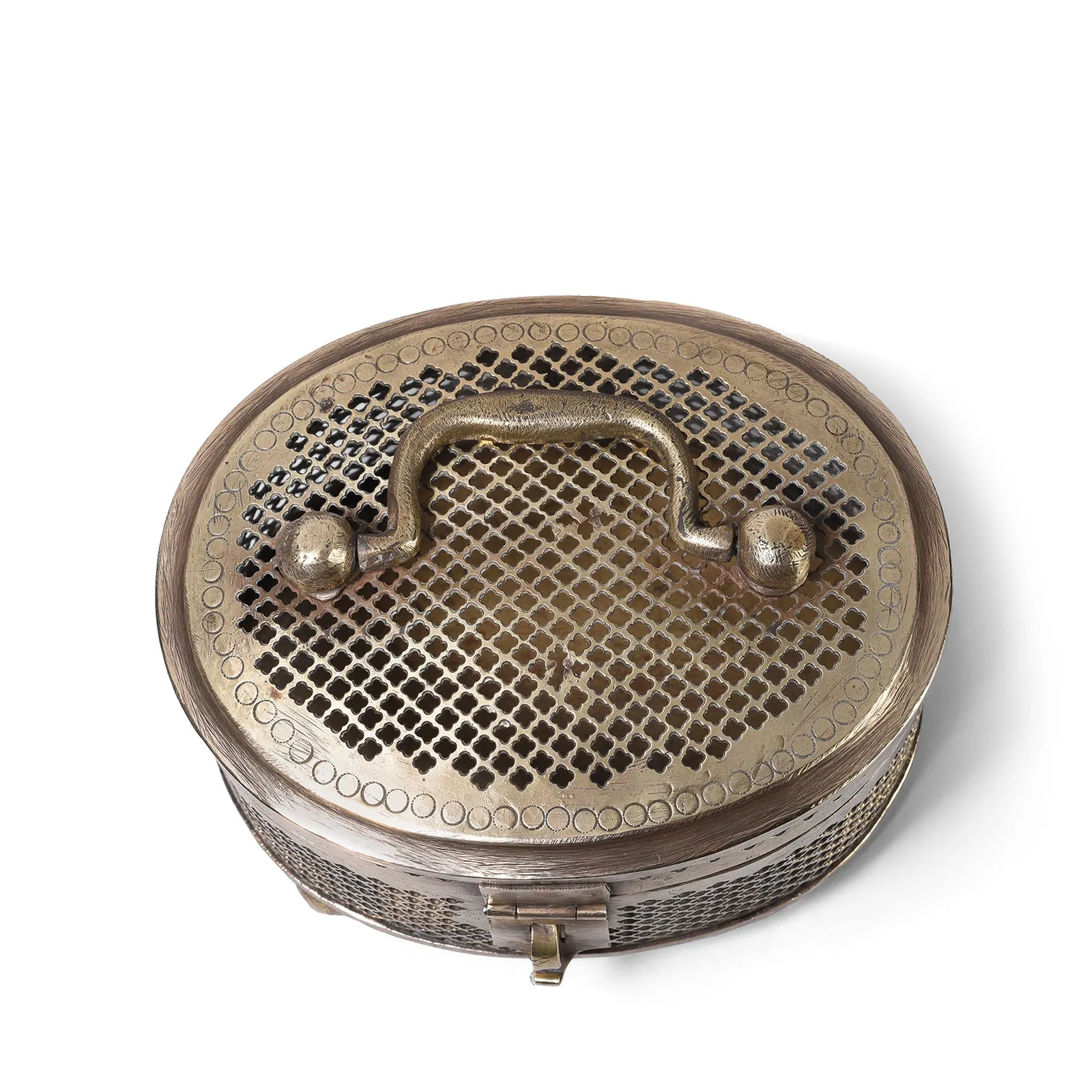 Brass Jali Work Paan Box From Rajasthan - Early 20th Century