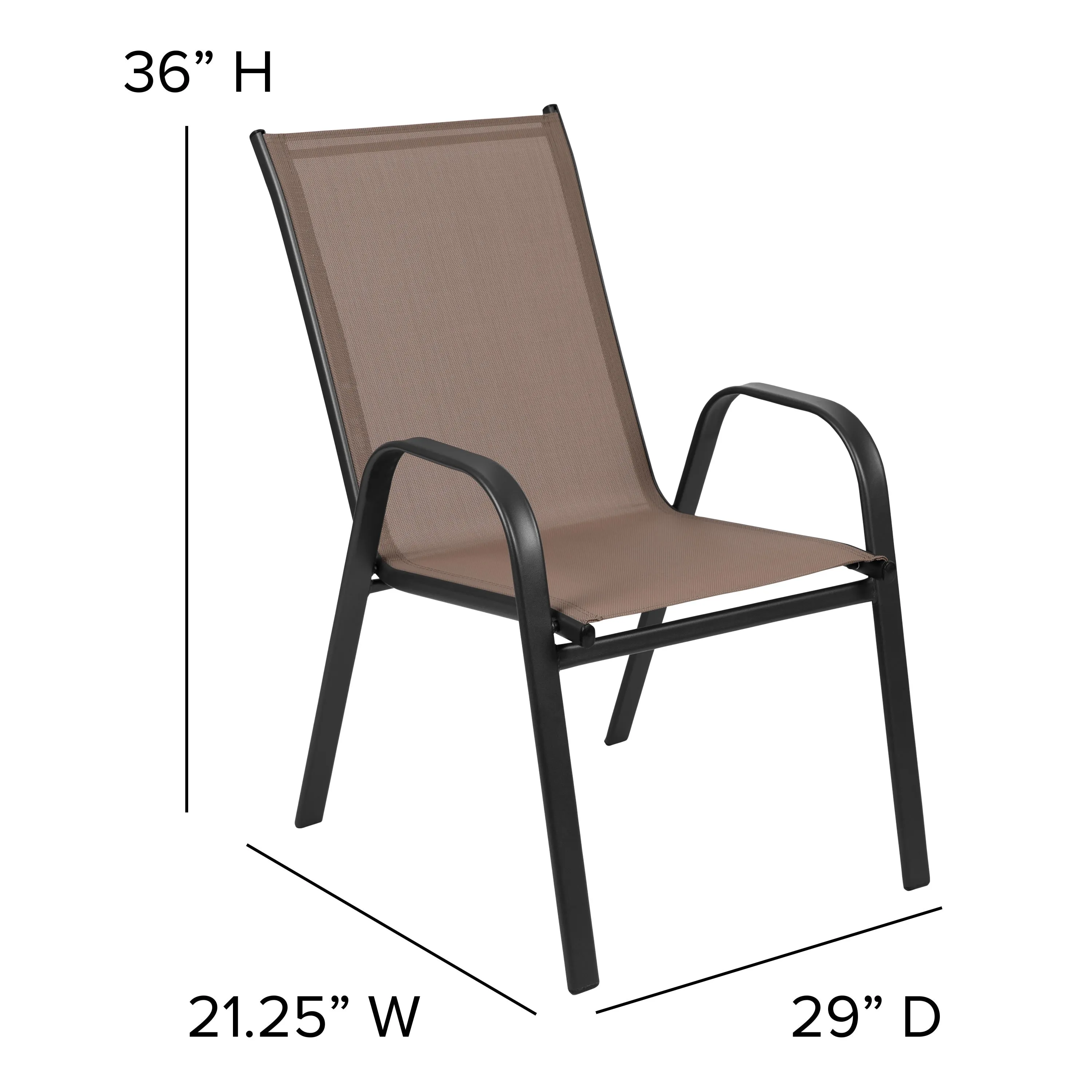 Brazos 3 Piece Outdoor Patio Dining Set - Tempered Glass Patio Table, 2 Flex Comfort Stack Chairs