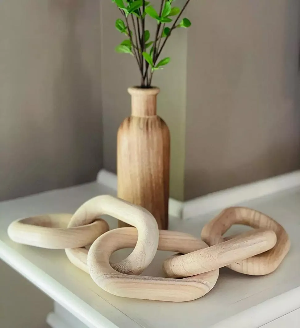 Chain feature homeware Natural Wooden Chain 5-Link