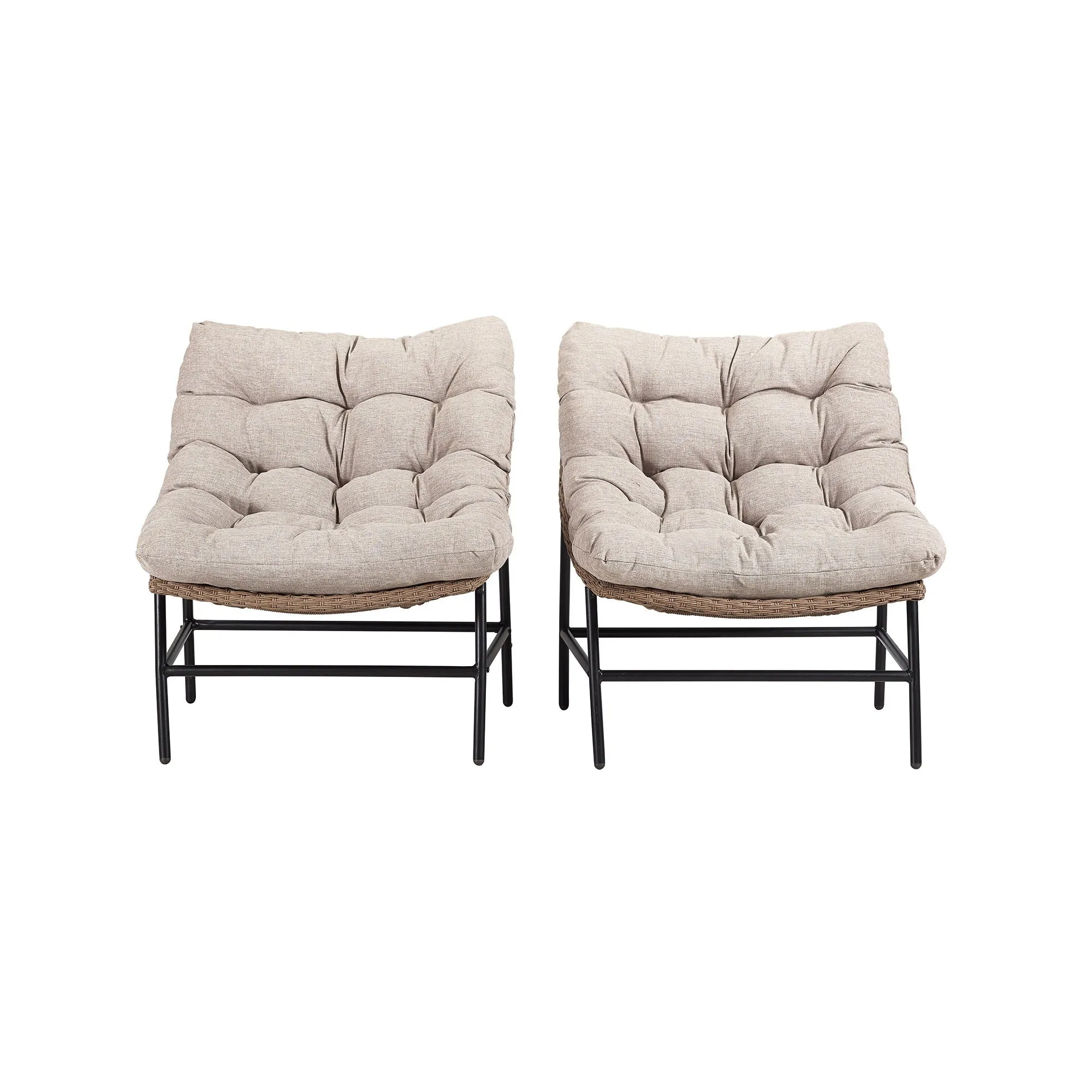 Coastal Scooped Outdoor Patio Chairs With Cushions (Set of 2) - Natural by Couch.com