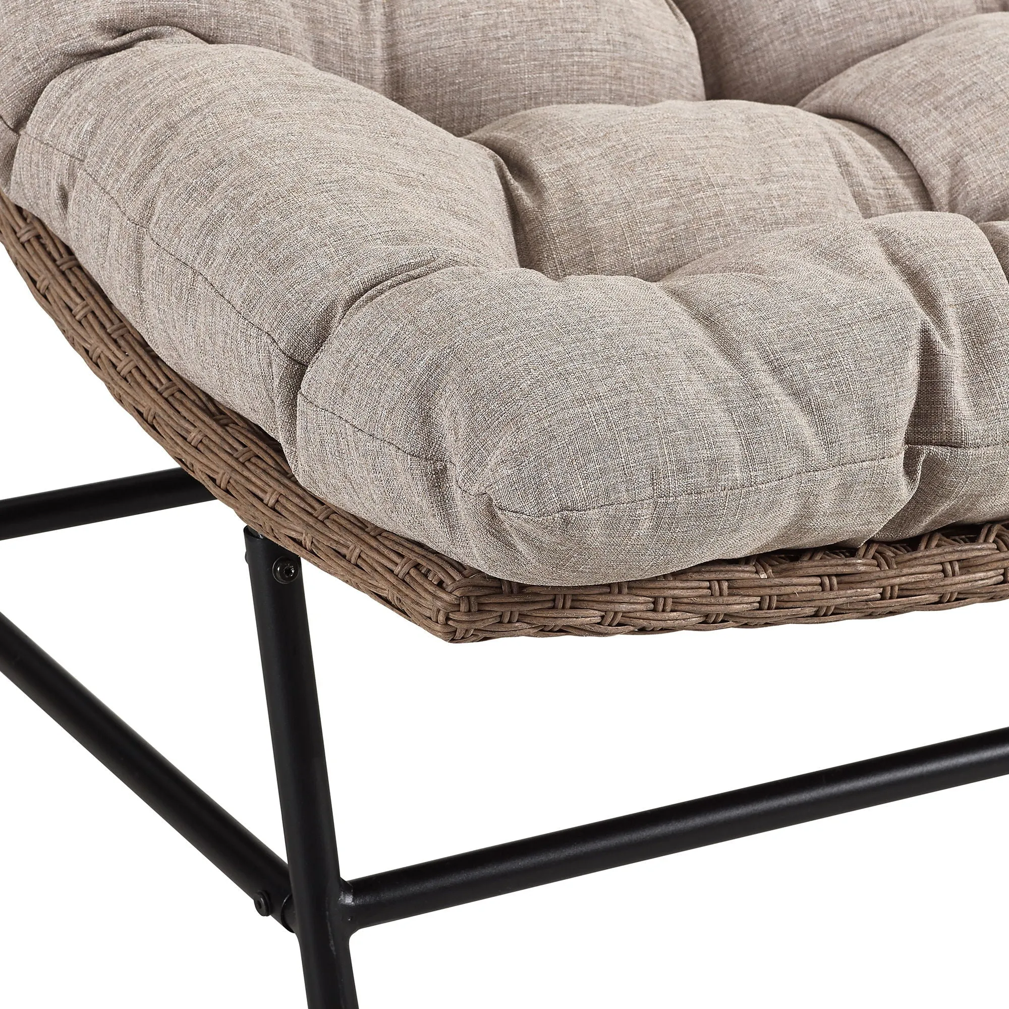 Coastal Scooped Outdoor Patio Chairs With Cushions (Set of 2) - Natural by Couch.com