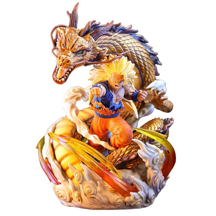 Dragon Ball Z | Son Goku SSJ3 With Dragon Anime Action Figure | DRAGON FIST | 25 Cms |