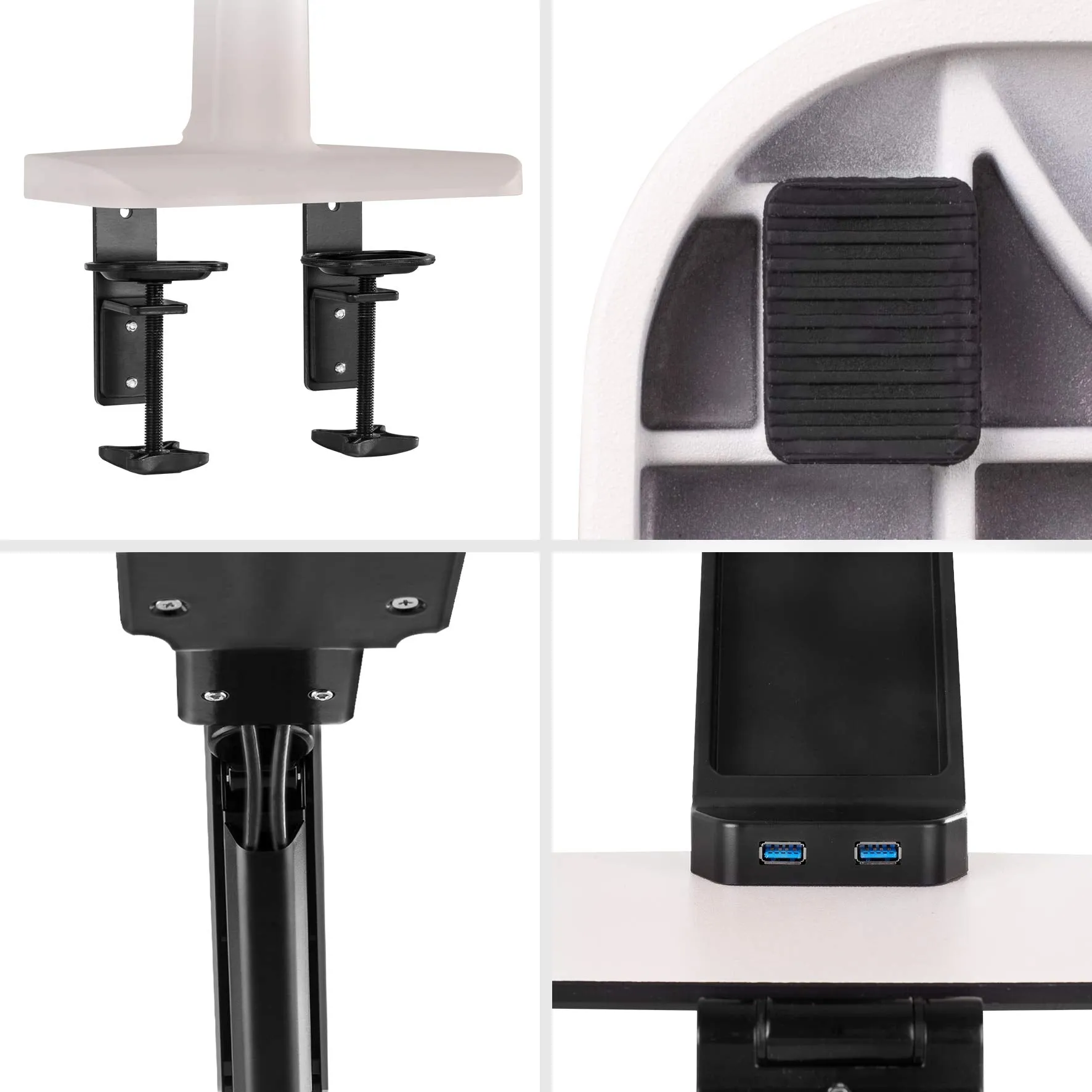 Duronic Sit-Stand Desk Mount DM1K1X1 | Height Adjustable Riser for LCD/LED Screen | Gas Monitor Arm with Keyboard Tray | USB Port | Elevated Workstation Convertor | (Tilt:  15°/-15°, Rotate 360°)