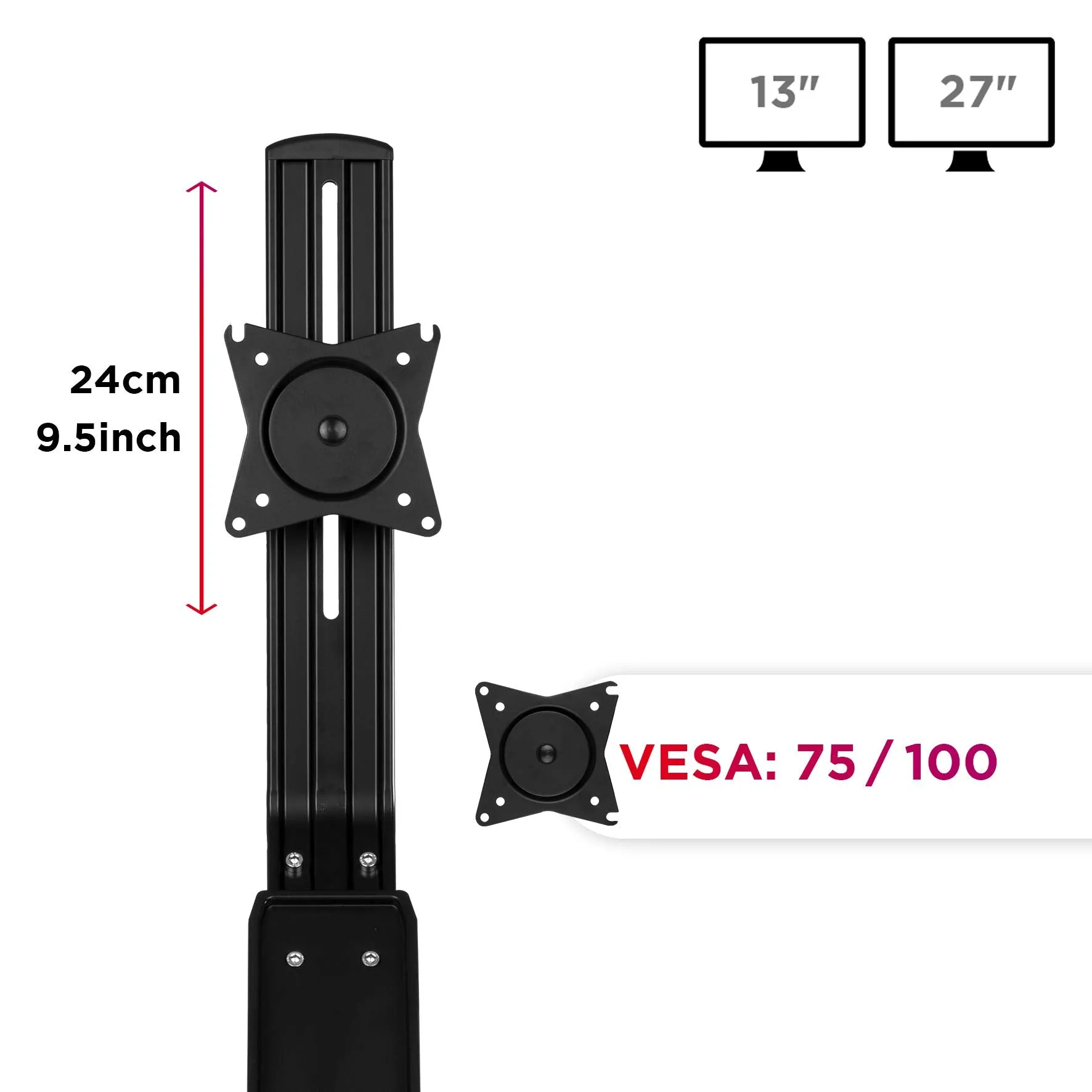 Duronic Sit-Stand Desk Mount DM1K1X1 | Height Adjustable Riser for LCD/LED Screen | Gas Monitor Arm with Keyboard Tray | USB Port | Elevated Workstation Convertor | (Tilt:  15°/-15°, Rotate 360°)