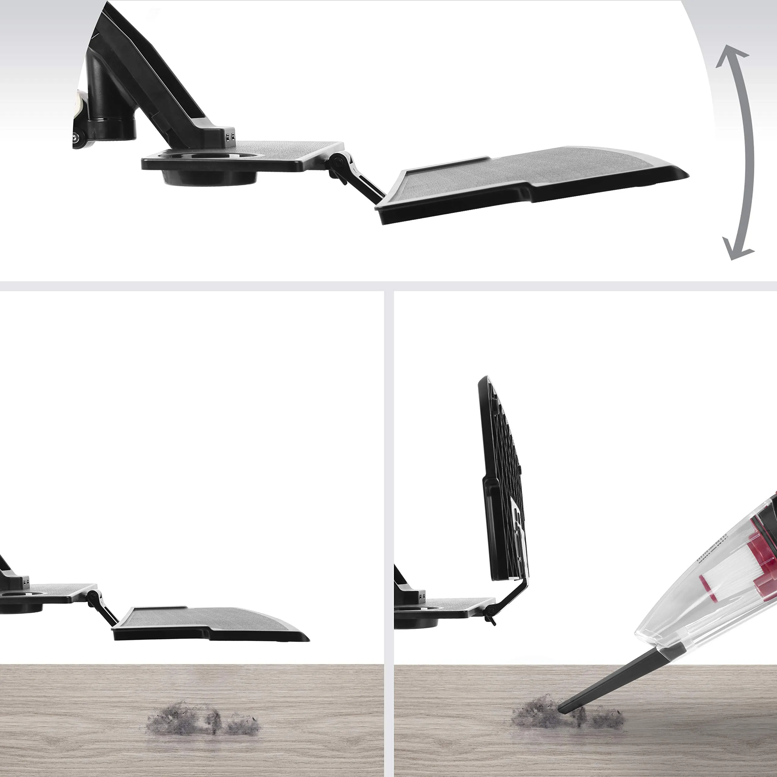 Duronic Sit-Stand Desk Mount DM1K1X1 | Height Adjustable Riser for LCD/LED Screen | Gas Monitor Arm with Keyboard Tray | USB Port | Elevated Workstation Convertor | (Tilt:  15°/-15°, Rotate 360°)