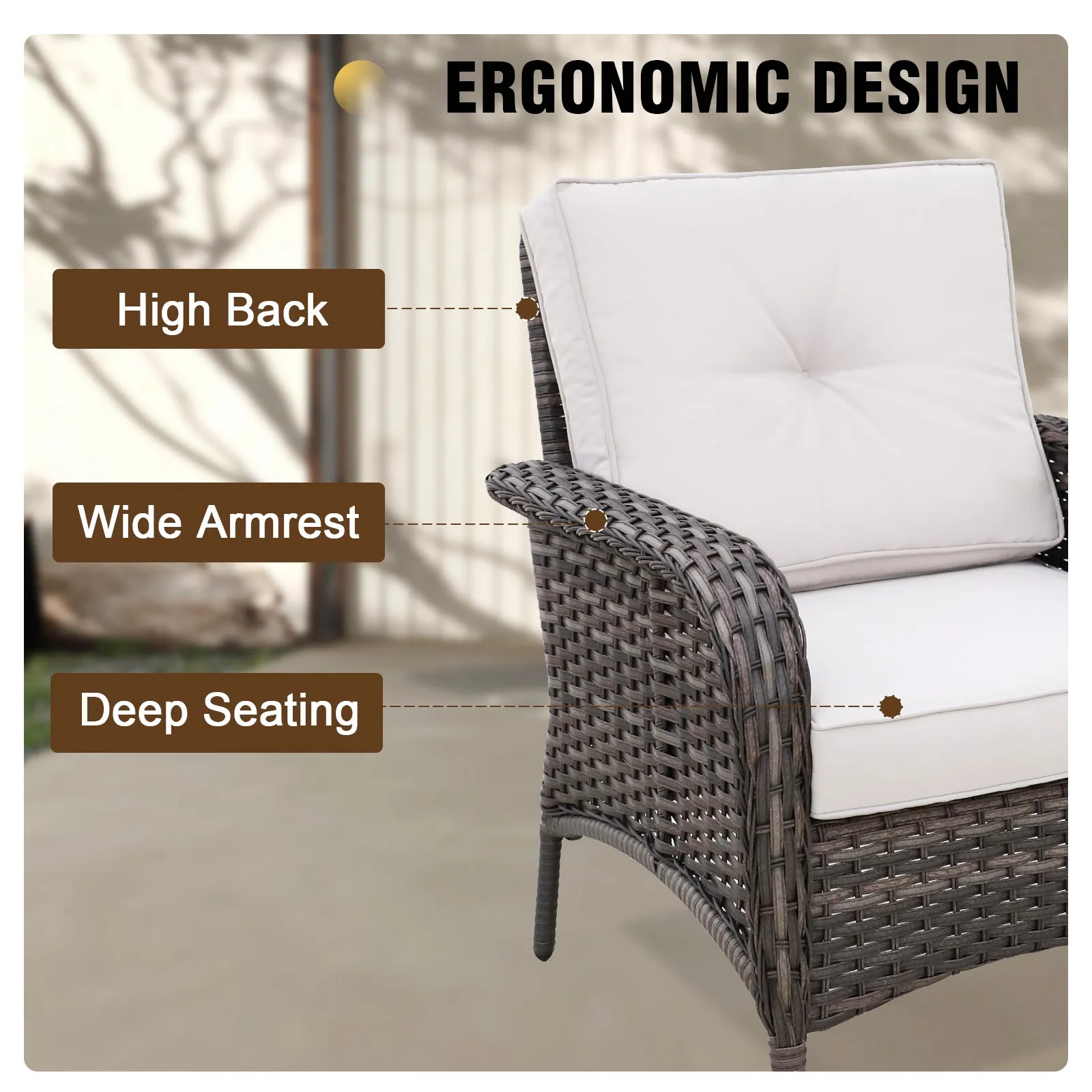 EAGLE PEAK 4pc Outdoor Wicker Patio Chairs, Rattan Porch Chairs