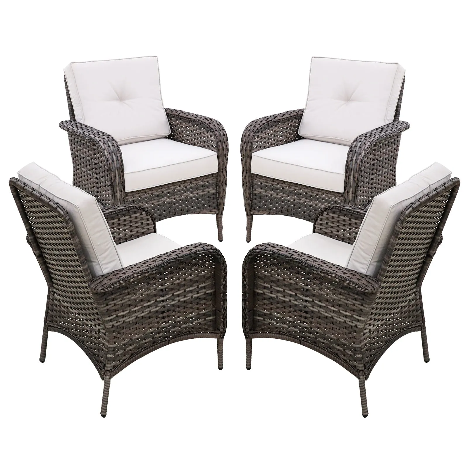 EAGLE PEAK 4pc Outdoor Wicker Patio Chairs, Rattan Porch Chairs