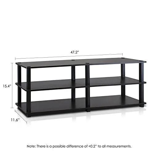 Furinno 14038EX/BK TST No Tools 3-Tier Wide Shoe Storage Rack, Espresso/Black