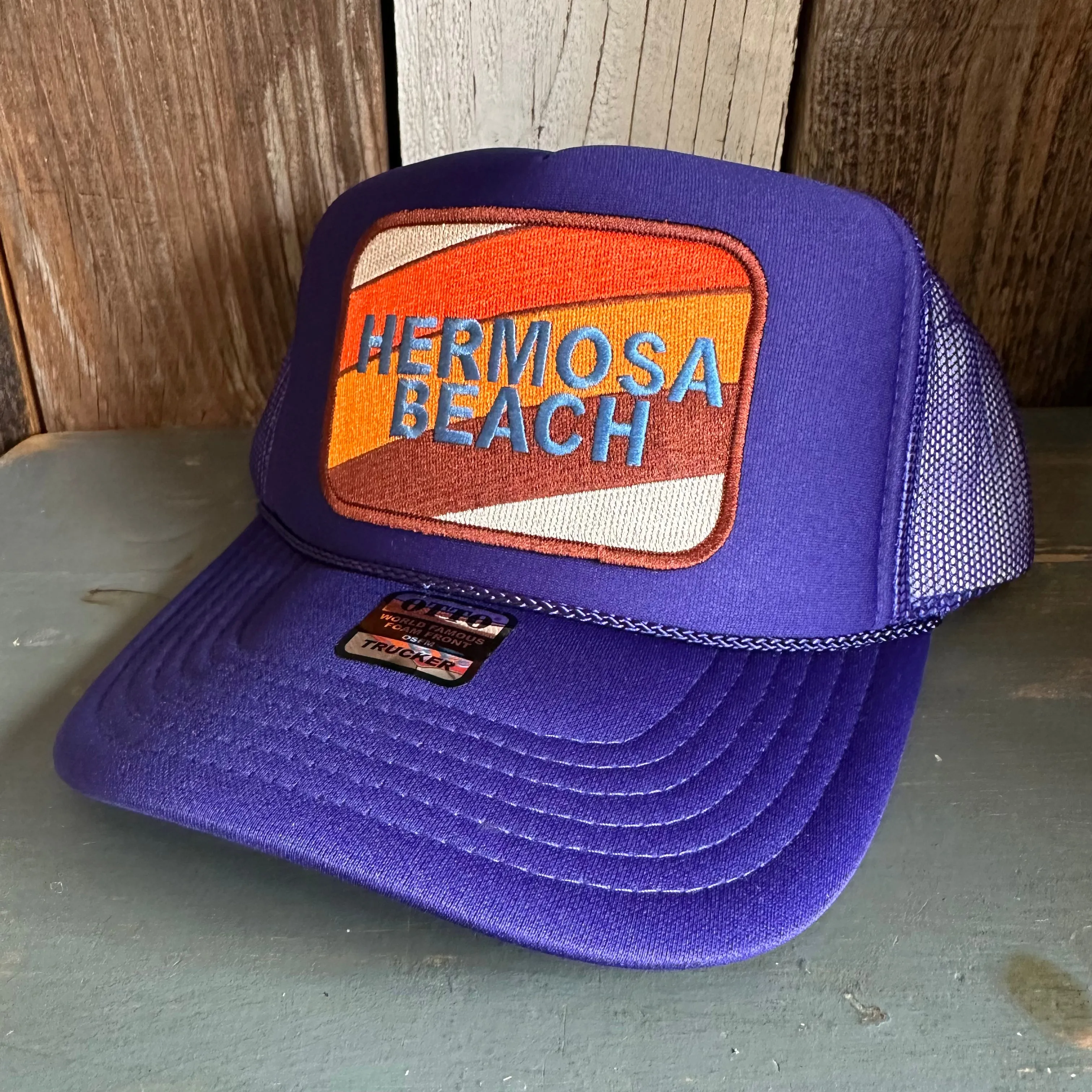Hermosa Beach GOLF CARTS & YOGA PANTS High Crown Trucker Hat - Purple