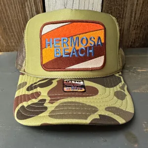 Hermosa Beach GOLF CARTS & YOGA PANTS Trucker Hat - CAMOUFLAGE Green/Light Loden/Green