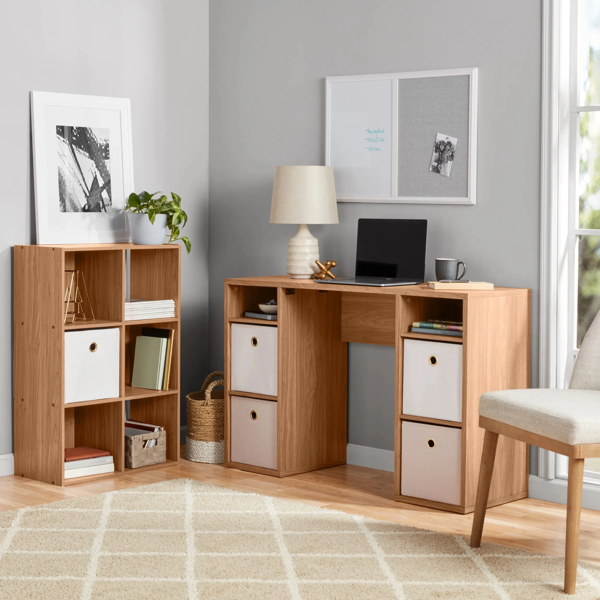 Mainstays 11" 6-Cube Storage Organizer, Warm Walnut