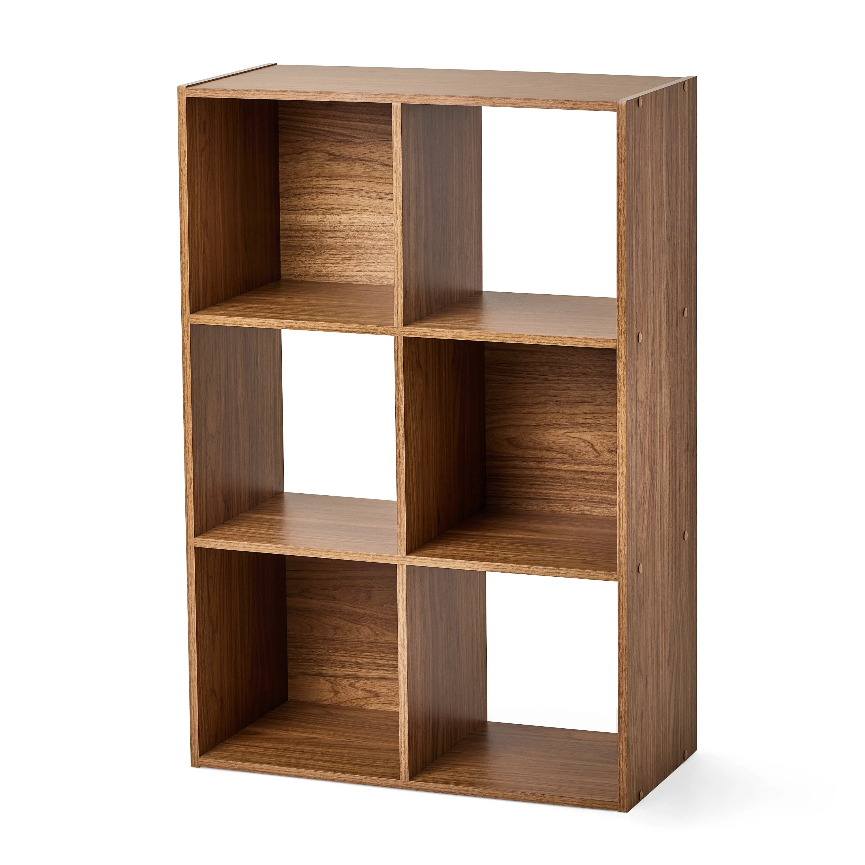 Mainstays 11" 6-Cube Storage Organizer, Warm Walnut
