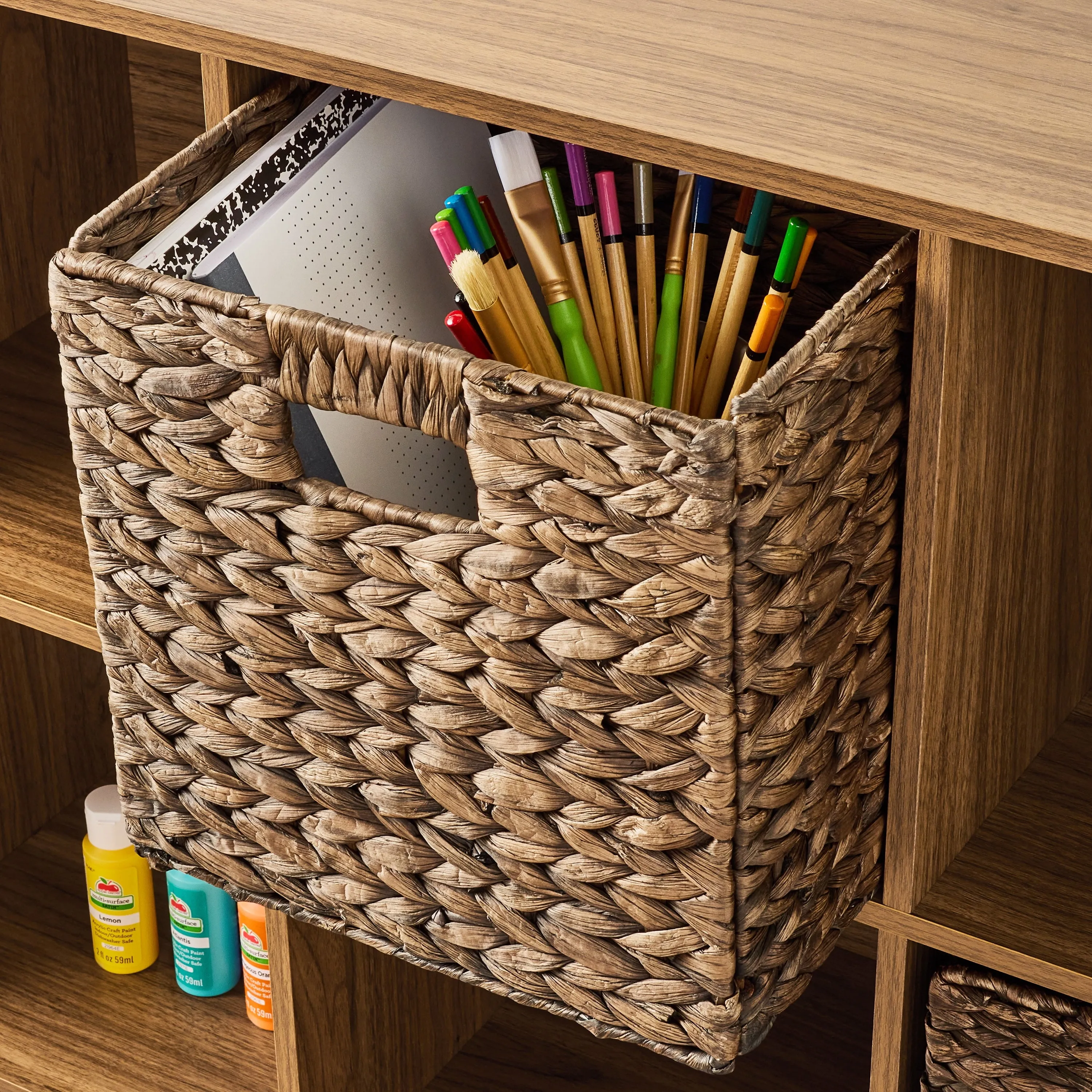 Mainstays 11" 6-Cube Storage Organizer, Warm Walnut