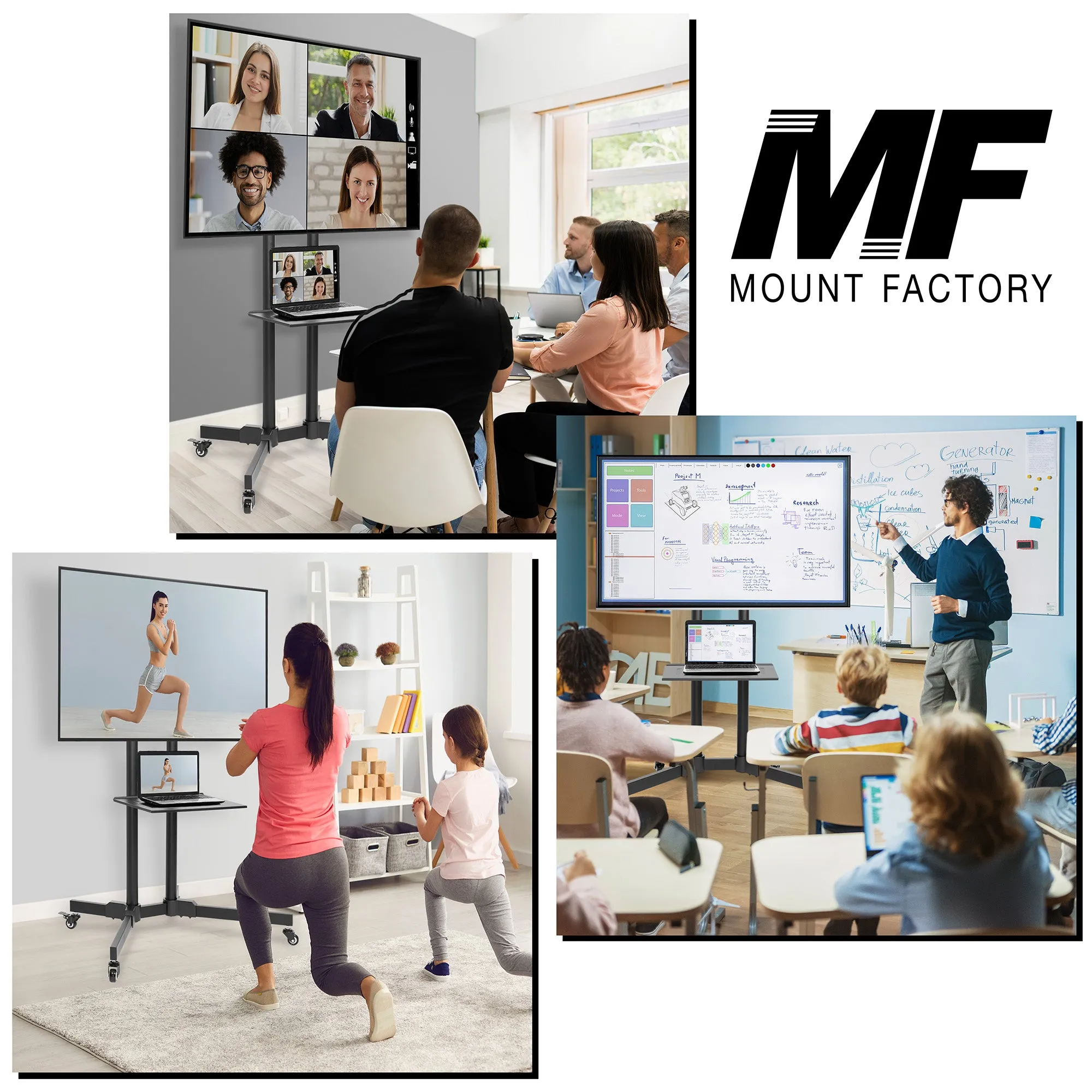 Mobile Stand with Wheels for 32-65" TV by Mount Factory