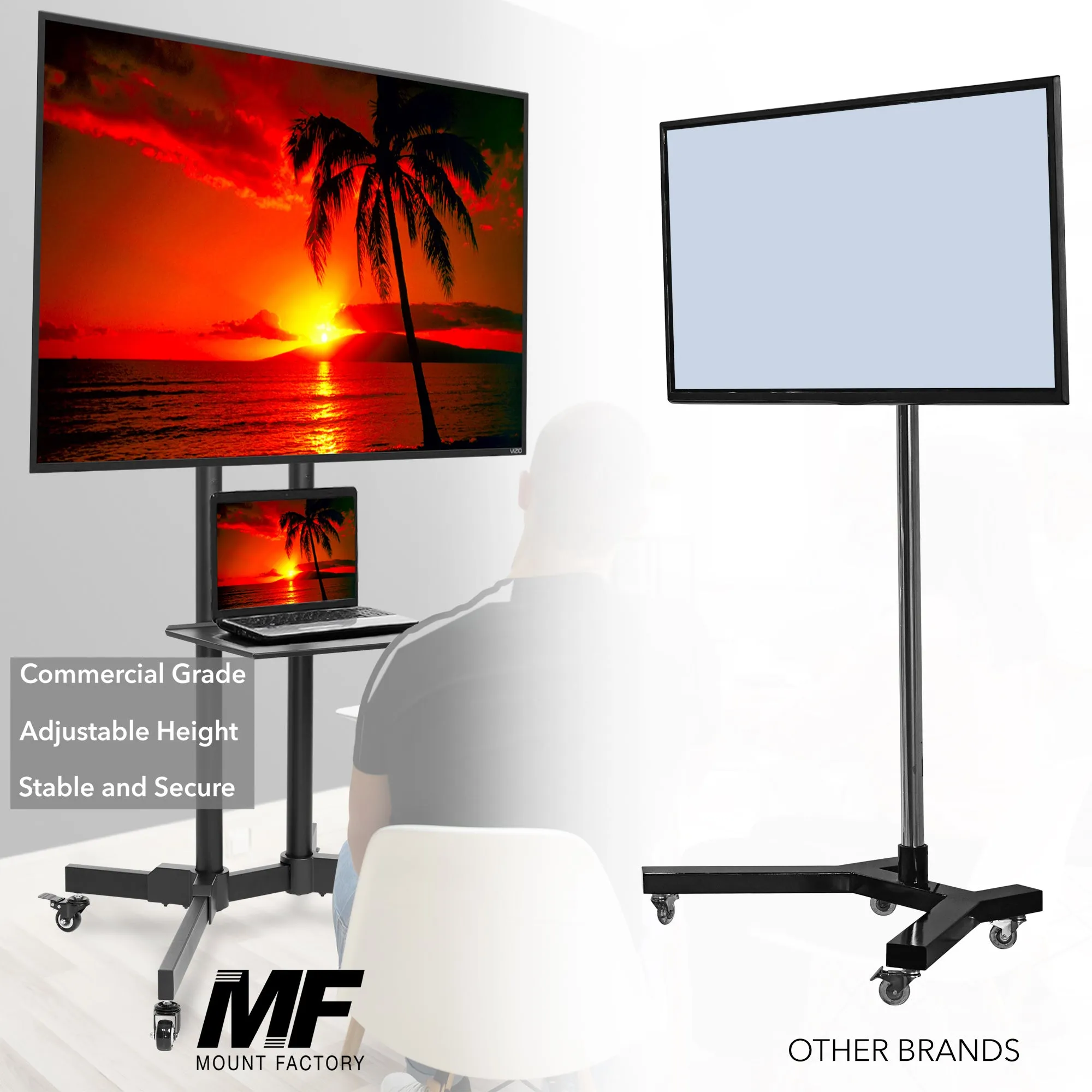 Mobile Stand with Wheels for 32-65" TV by Mount Factory