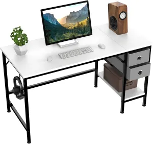 Office Desk, Computer Desk with Drawers 47" Study Writing Desks for Home with Storage Shelves, Desks & Workstations for Home Office Bedroom