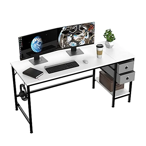 Office Desk, Computer Desk with Drawers 47" Study Writing Desks for Home with Storage Shelves, Desks & Workstations for Home Office Bedroom