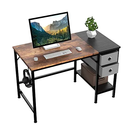 Office Desk, Computer Desk with Drawers 47" Study Writing Desks for Home with Storage Shelves, Desks & Workstations for Home Office Bedroom
