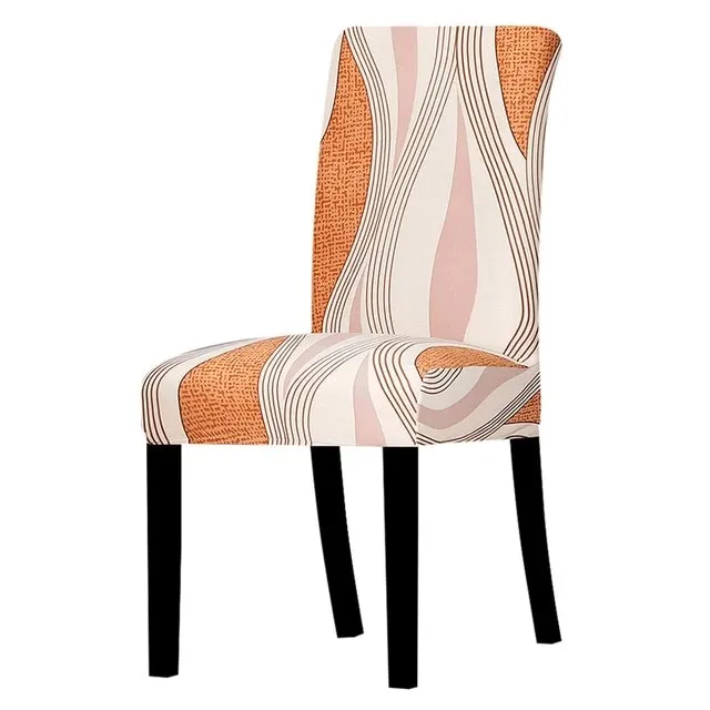 Orange Pink Art Printed Stretchable Chair Protector Cover