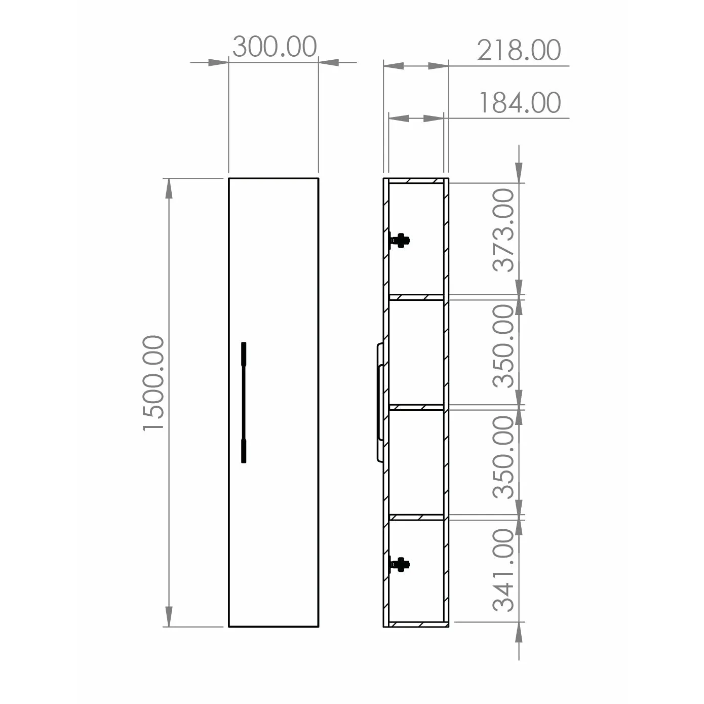 Saneux AUSTEN 30cm x 150cm Side Unit Matte Iron Grey
